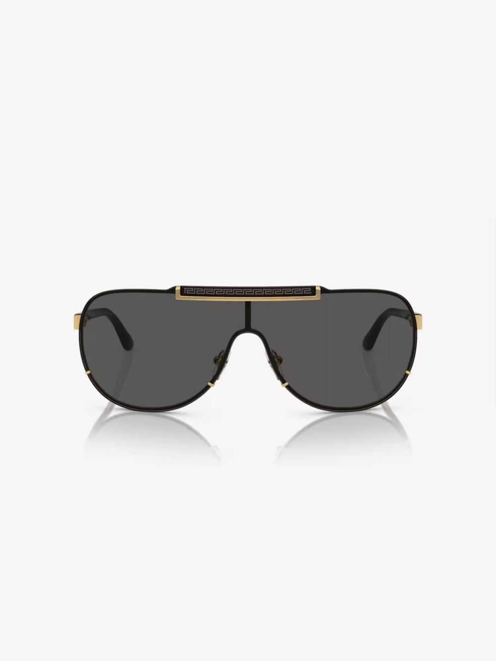 Versace Black Shield Sunglasses with Gold Accents